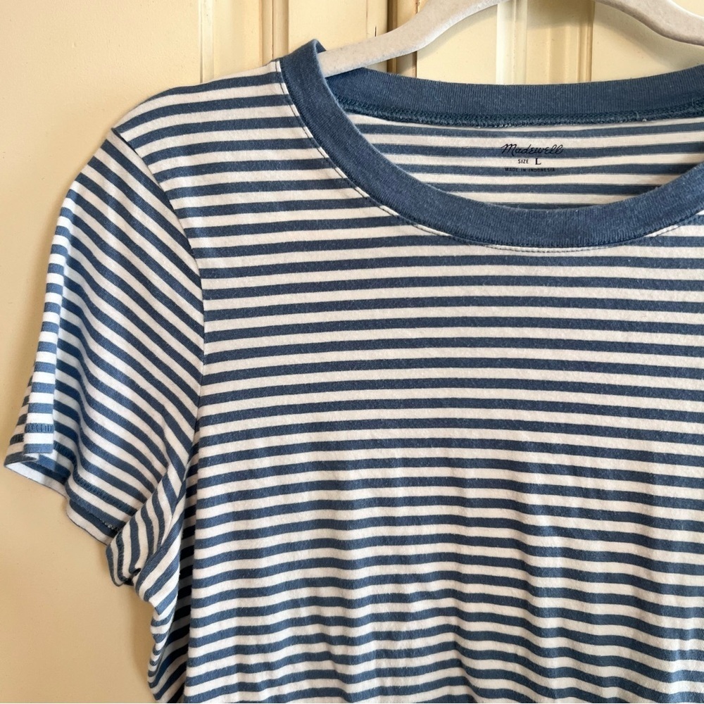 Madewell Striped Baby Tee, Relaxed Fit, 100% Cotton, Size Large - Picture 3 of 5